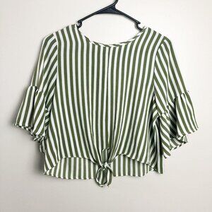 E2 Striped Tie front Cropped Blouse